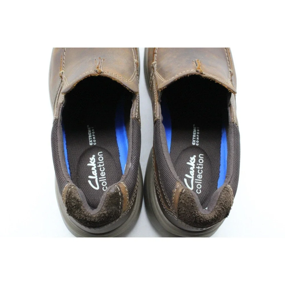 Clarks Mens 10.5 US Bradley‎ Free Brown Leather Casual Slip On Comfort Shoes